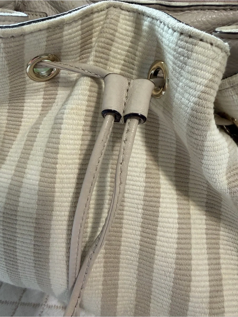 kate spade Cream and Beige Striped Mini Backpack